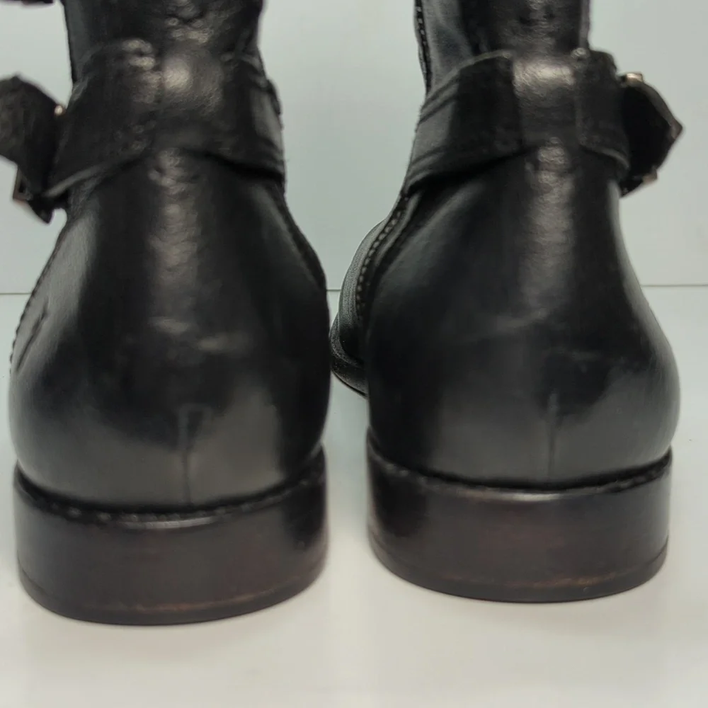 Frye Anna Gore Black Label Leather Ankle Bootie boots womans size 6.5